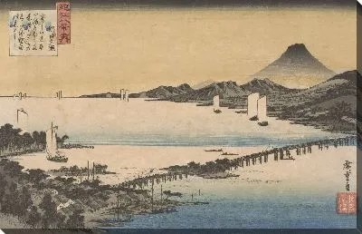 Картина Вечерний свет (1834) (Evening Glow at Seta, from the series Eight Views of Omi Province)