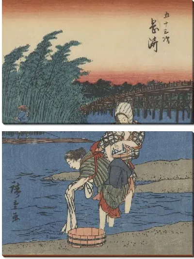 Картина Чирю (Okazaki and Chiryu, from the series, Fifty-three Stations along the Tokaido)