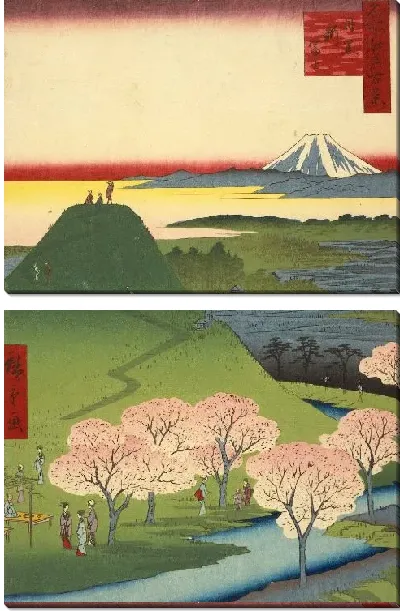 Картина Фудзи (1857) (New Fuji, Meguro (Meguro Shin-Fuji), from the series One Hundred Famous Views of Edo (Meisho Edo hyakkei))