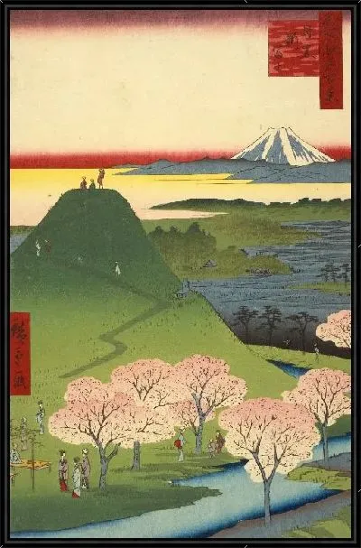 Картина Фудзи (1857) (New Fuji, Meguro (Meguro Shin-Fuji), from the series One Hundred Famous Views of Edo (Meisho Edo hyakkei))