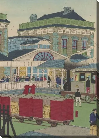 Картина Железнодорожная станция Шимбаши (1873) (Shimbashi Railway Station)