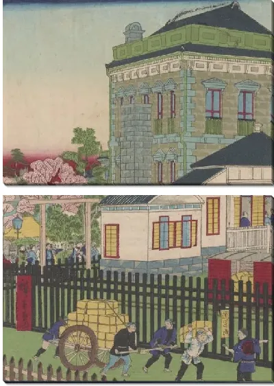 Картина Железнодорожная станция Шимбаши (1873) (Shimbashi Railway Station)