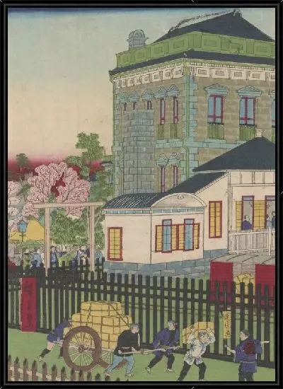 Картина Железнодорожная станция Шимбаши (1873) (Shimbashi Railway Station)