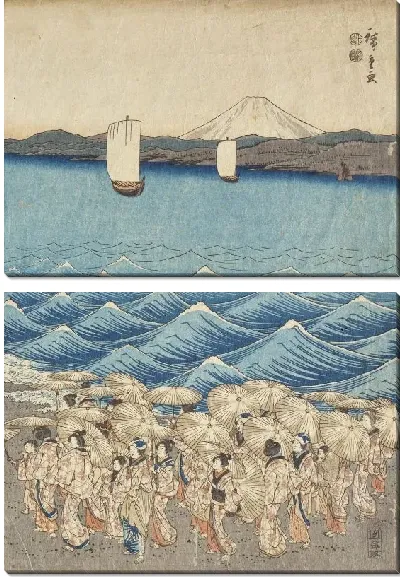 Картина Паломничество женщин (Pilgrimage of Female Entertainers to Enoshima to Pay Homage to Benzaiten)