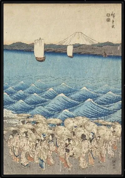 Картина Паломничество женщин (Pilgrimage of Female Entertainers to Enoshima to Pay Homage to Benzaiten)