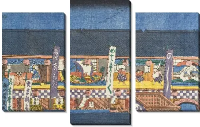 Картина Декорации для открытия сезона (1847-1852) (Decorations for Season-opening Kabuki Performances at Saruwakamachi)