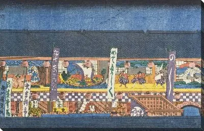 Картина Декорации для открытия сезона (1847-1852) (Decorations for Season-opening Kabuki Performances at Saruwakamachi)
