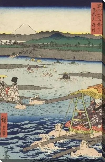 Картина Река Ои (1858) (The Oi River between Suruga and Totomi Provinces)