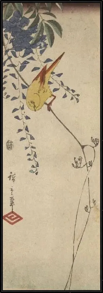 Картина Птица в глицинии (Bird in wisteria)