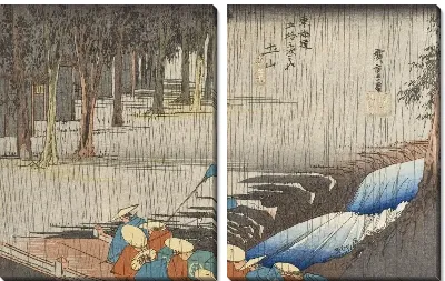 Картина Весенний дождь (1833-1834) (Tsuchiyama, Spring Rain)