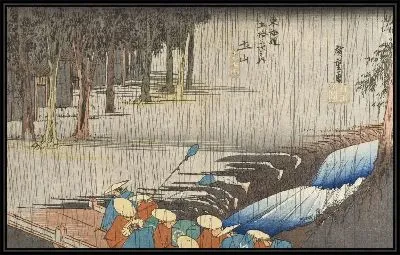 Картина Весенний дождь (1833-1834) (Tsuchiyama, Spring Rain)