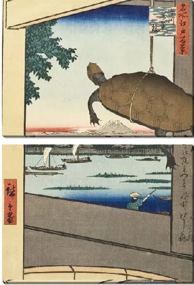 Картина Мост Маннен, Фукагава (1857) (Mannen Bridge, Fukagawa)