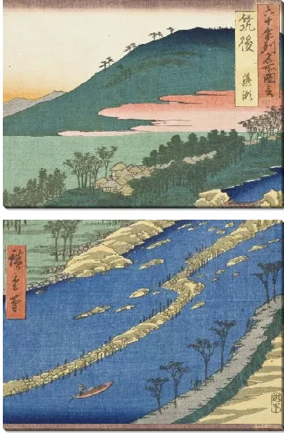 Картина Тикуго (1855) (Chikugo Province, Currents around the Weir)