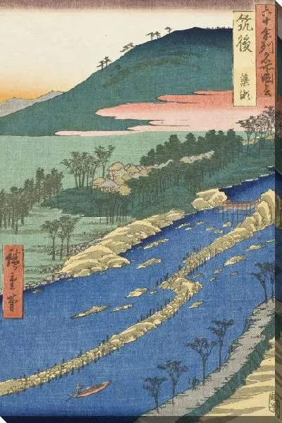 Картина Тикуго (1855) (Chikugo Province, Currents around the Weir)