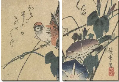 Картина Воробьи и ипомеи (1830) (Sparrows and Morning Glories)
