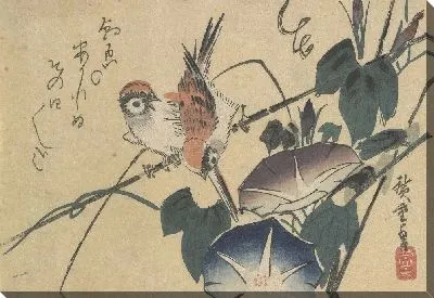 Картина Воробьи и ипомеи (1830) (Sparrows and Morning Glories)