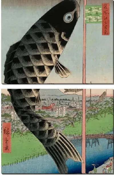 Картина Суругадай (1857) (Suidō Bridge and Surugadai (Suidōbashi Surugadai), from the series One Hundred Famous Views of Edo (Meisho Edo hyakkei))