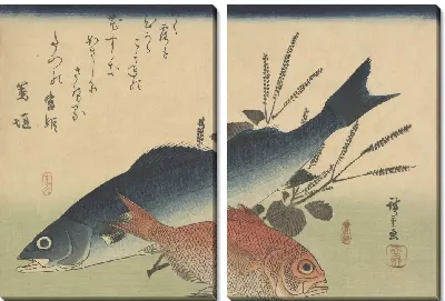 Картина Рыбы (1832-1833) (Large Fish Series: Sea Perch and Alfonsino)