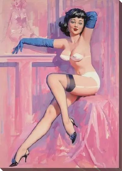 Картина маслом Девушка в эротическом белье №2