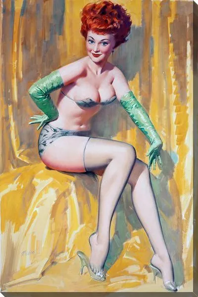 Картина маслом Девушка в эротическом белье №3