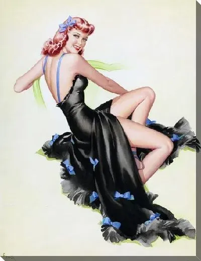 Картина маслом Девушка в черном платье