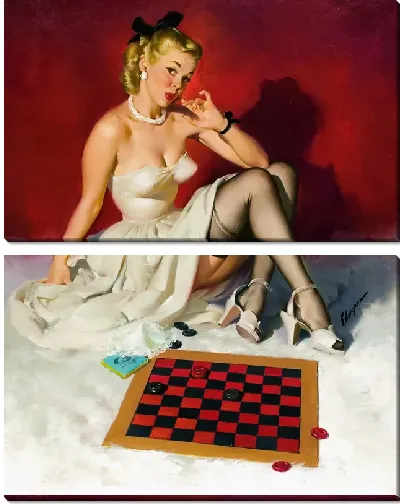 Модульная картина Девушка у шахматной доски