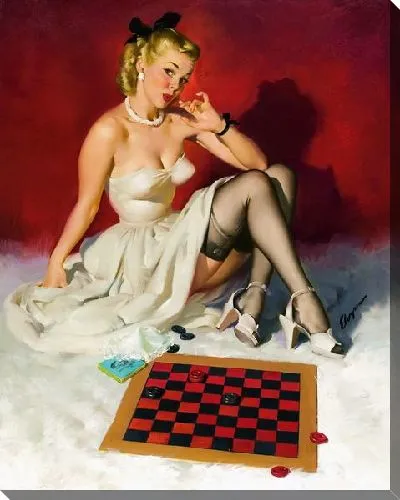 Картина маслом Девушка у шахматной доски