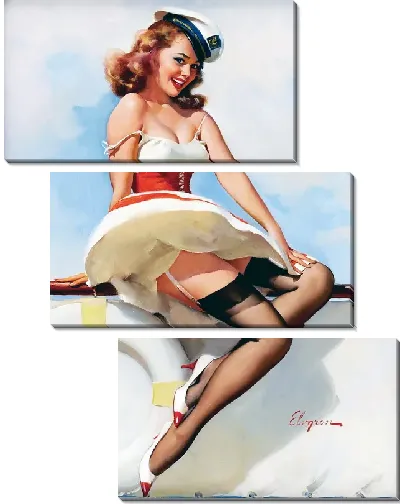 Модульная картина Девушка на корабле