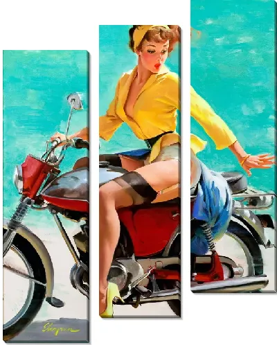 Модульная картина Девушка на мотоцикле