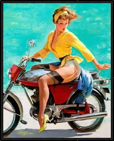 Картина Девушка на мотоцикле