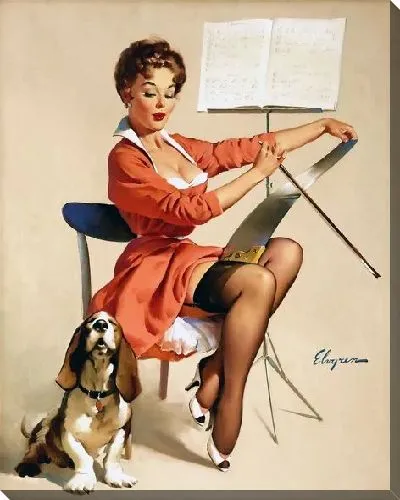 Картина маслом Девушка ирает смычком на пиле