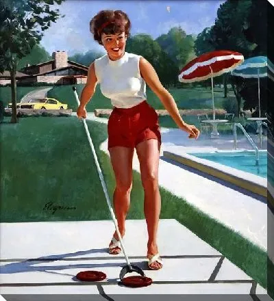 Картина маслом Девушка у бассейна №2