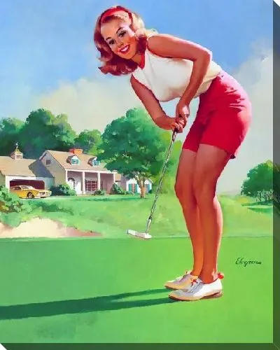 Картина маслом Девушка играет в гольф