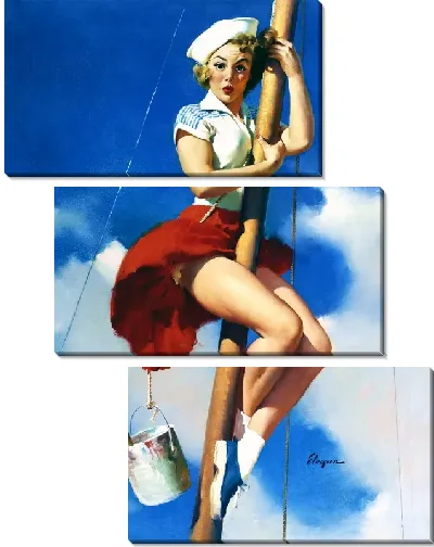 Модульная картина Девушка на мачте корабля