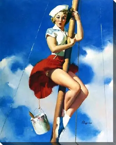 Картина маслом Девушка на мачте корабля