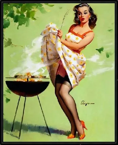 Картина Девушка у гриля
