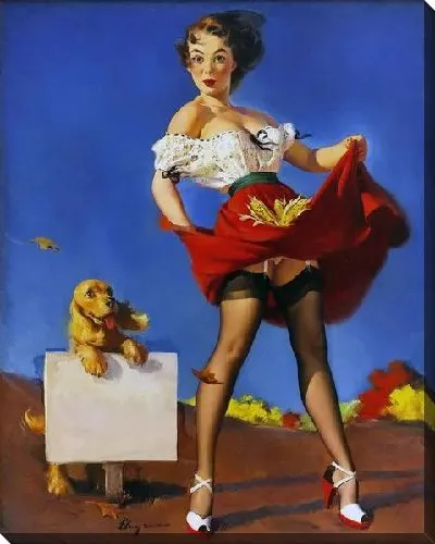 Картина маслом Девушка в потоке ветра