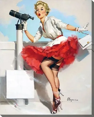 Картина маслом Девушка у телескопа