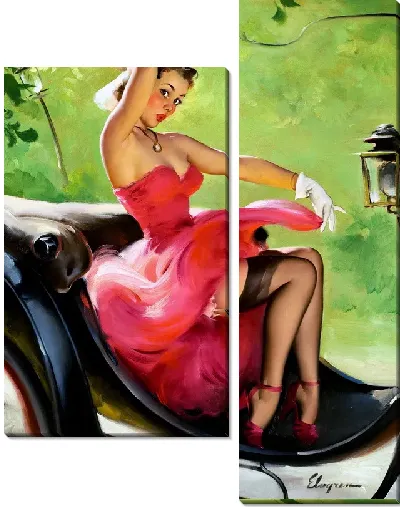 Модульная картина Девушка в карете