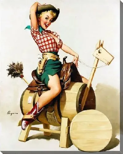 Картина маслом Девушка на игрушечном коне