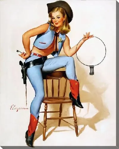 Картина маслом Девушка в образе шерифа