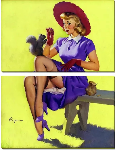 Модульная картина Девушка с белкой