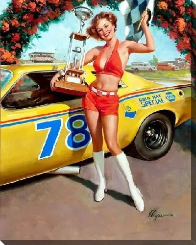 Картина маслом Автогонщица с кубком