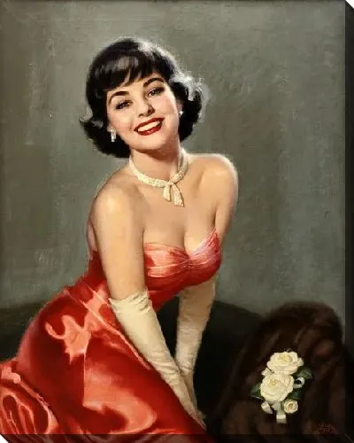 Картина маслом Девушка в красном платье