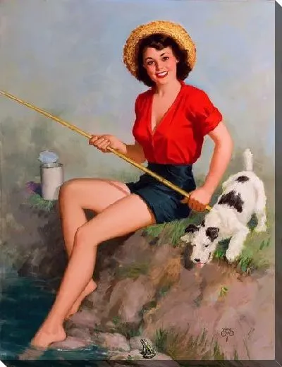 Картина маслом Девушка на рыбалке