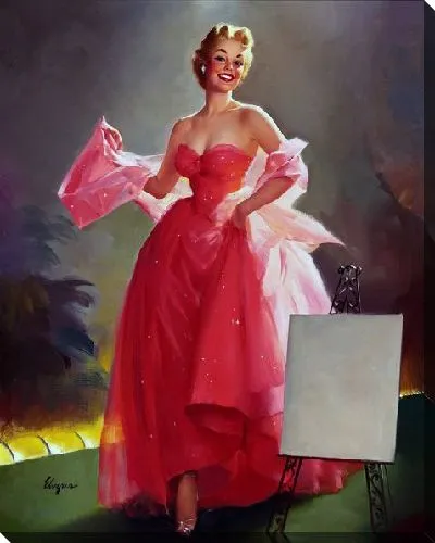 Картина маслом Девушка в розовом платье