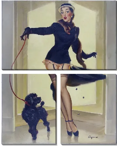 Модульная картина Девушка с собакой