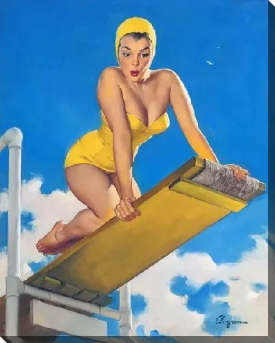 Картина маслом Девушка в купальнике на трамплине