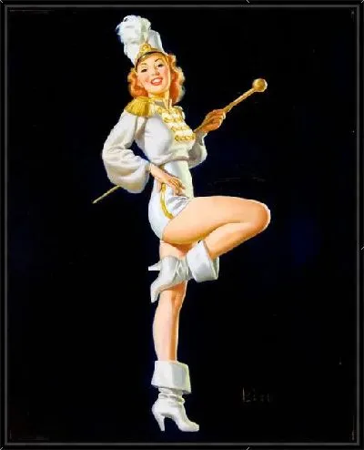 Картина Девушка в военной форме на черном фоне