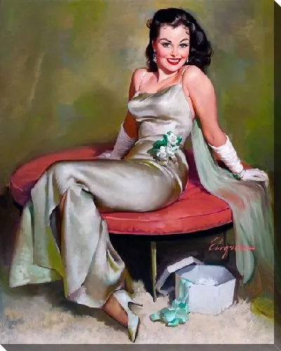 Картина маслом Девушка в сером платье